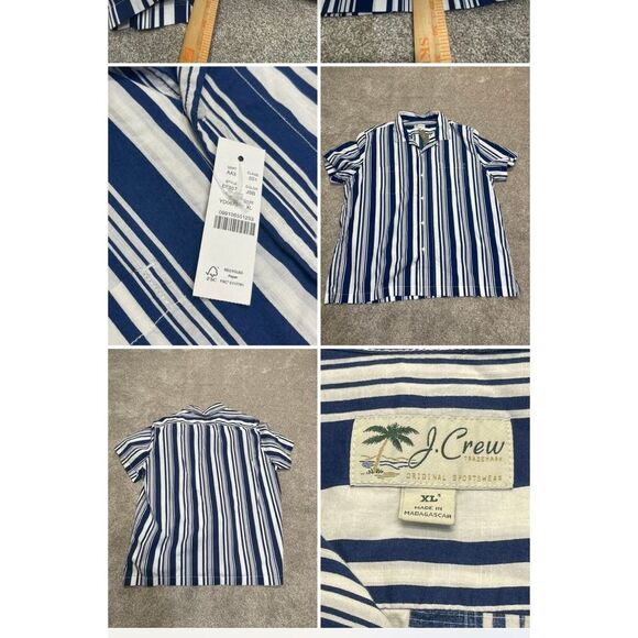 J.crew button up shirt mens sz X-Large blue pinstripes short sleeve top nwt - Picture 1 of 12